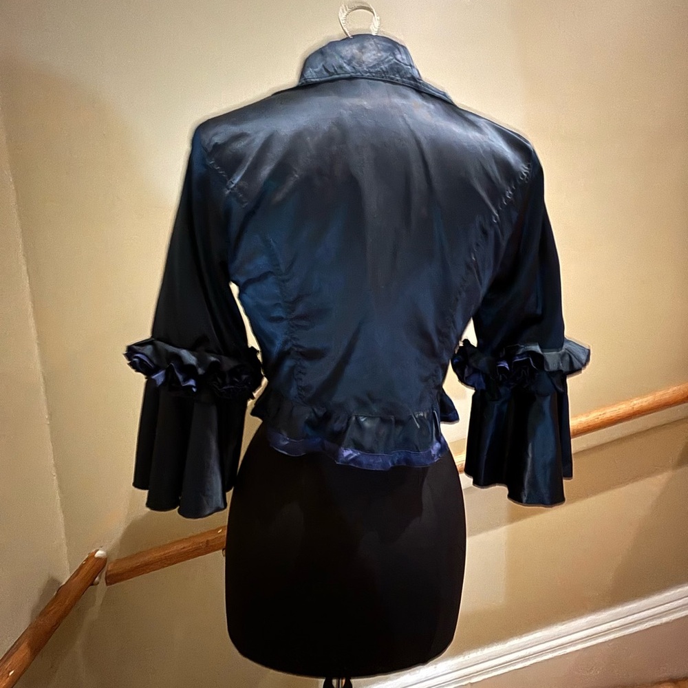 Chloe Navy Ruffled Women's Blazer
